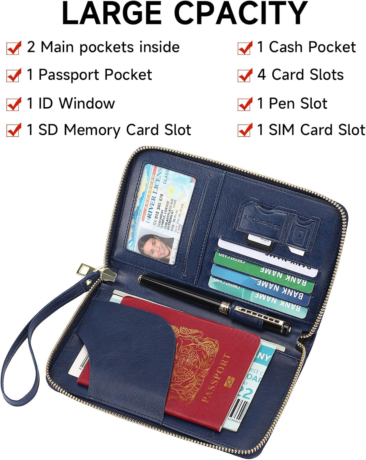 Leather RFID Blocking Passport Holder Travel Wallet, Passport Cover/Travel Wallet for Women/Men with