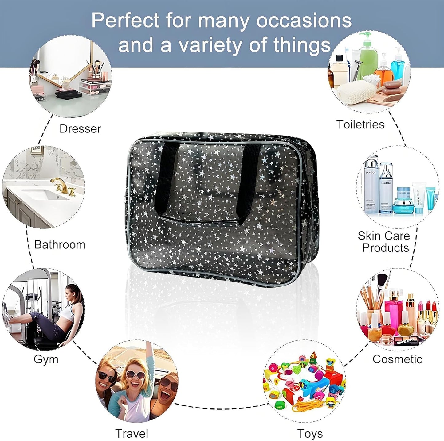 ONEART Waterproof PVC Cosmetic Bag - Clear Makeup Pouch for Travel Toiletry Organizer - Wrinkle-Resistant & Lightweight (1-Pack) (Yellow)