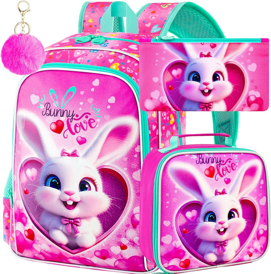 16" Backpack for Girls Boys 4-8, 3Pcs Kids Bookbag Set with Lunch Box, School Bag for Preschool Kindergarten