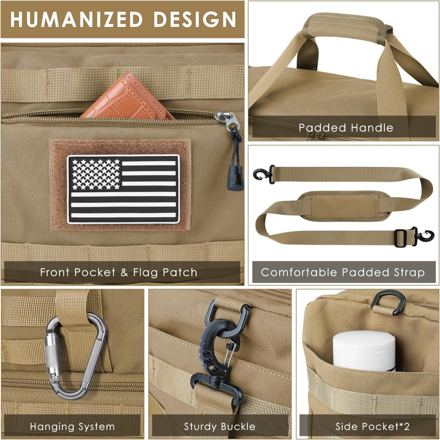 ETRONIK Travel Bag for Men Women, Gym Bag & Tactical Duffle Bags for Travel, Carry on with Toiletry Bag and Shoe Compartment, Weekender Overnight Trip with Wet Pocket for Workout Medical, Brown