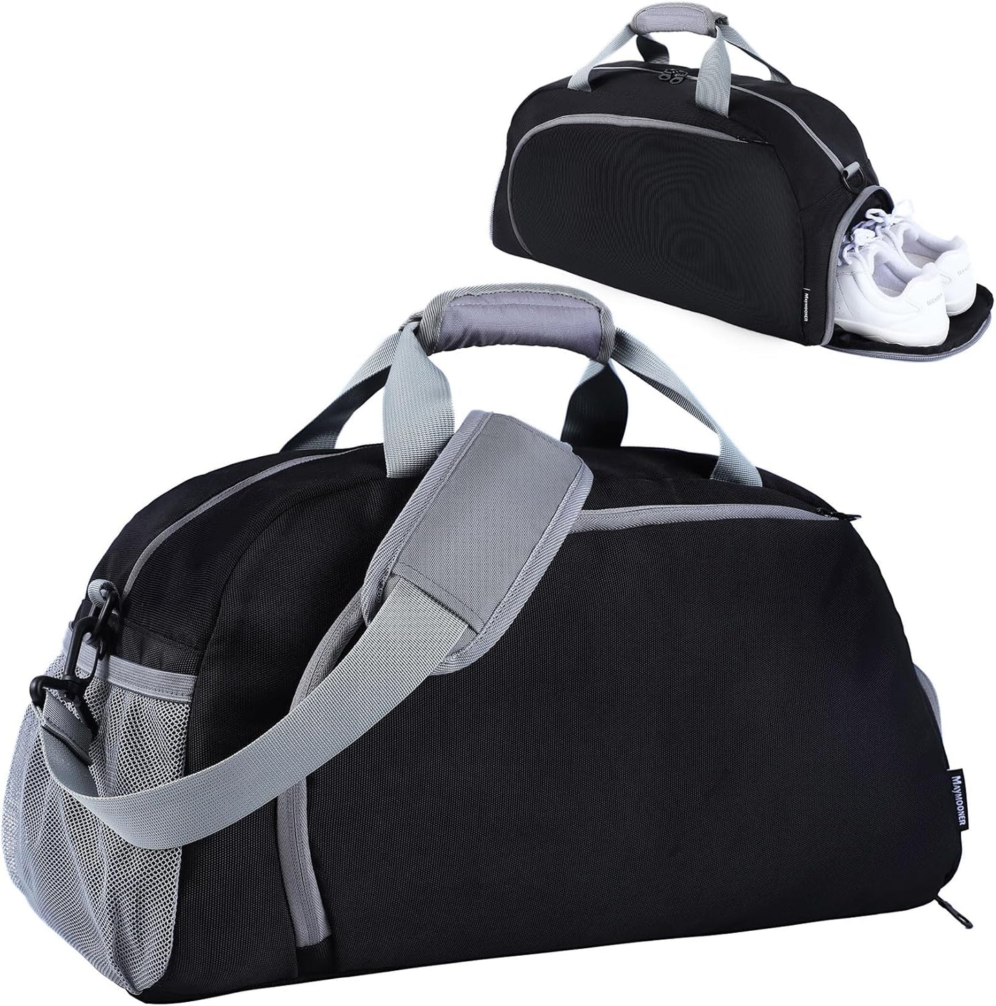 Pickleball Gym Bag for Women Men,Waterproof Small Sport Duffel Bag with Shoes Compartment and Wet Pocket for Travel Yoga Basketball Tennis,Black