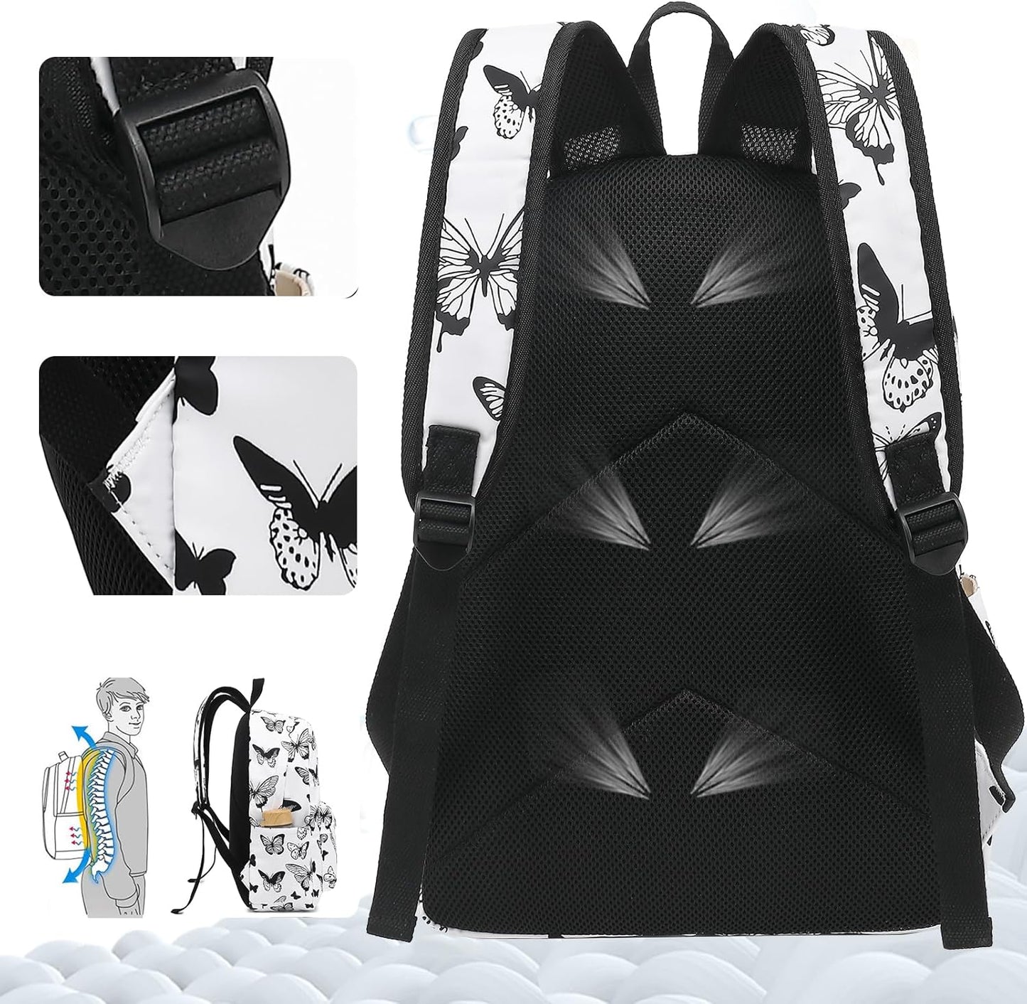 LEDAOU Backpack for Girls School Bag Kids Bookbag Teen Backpack Set Daypack with Lunch Bag and Pencil Case