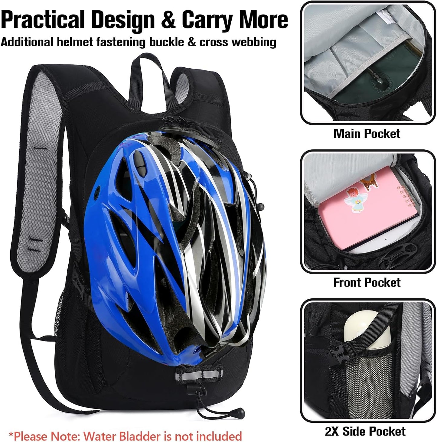 12L Kids Hiking Backpack, Small Hydration Backpack, Waterproof Kids Camping Daypack 5-12, No Water Bladder…