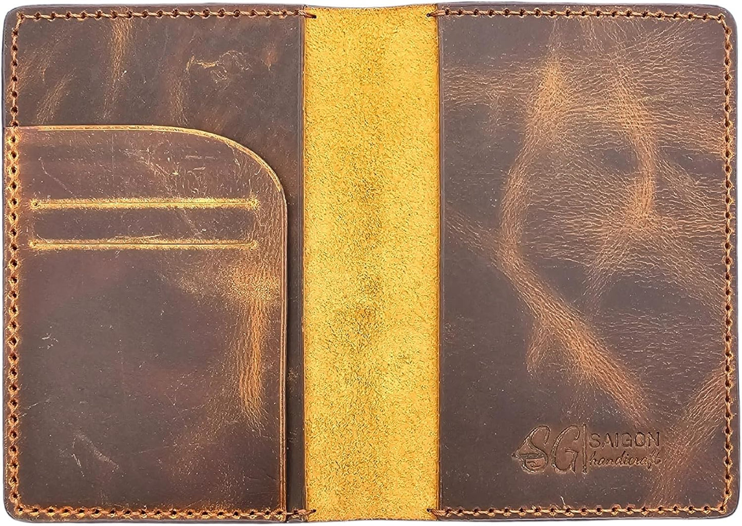 Leather Passport Holder for Men and Women - Handmade Vintage Travel Wallet - Mens Passport Case with Card Organizer - Genuine Leather Passport Cover - 2 Card Slots (Style A)