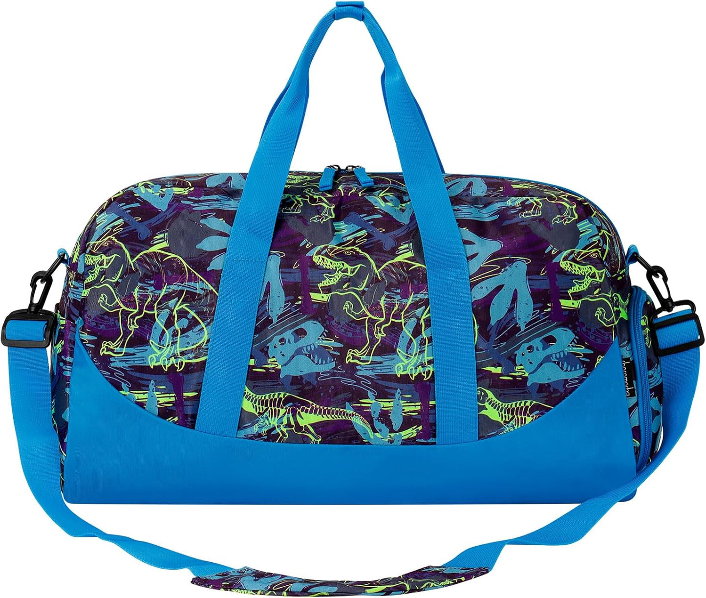 Choco Mocha Kids Dinosaur Duffle Bag - Boys Travel & Overnight Bag for Kids - Blue