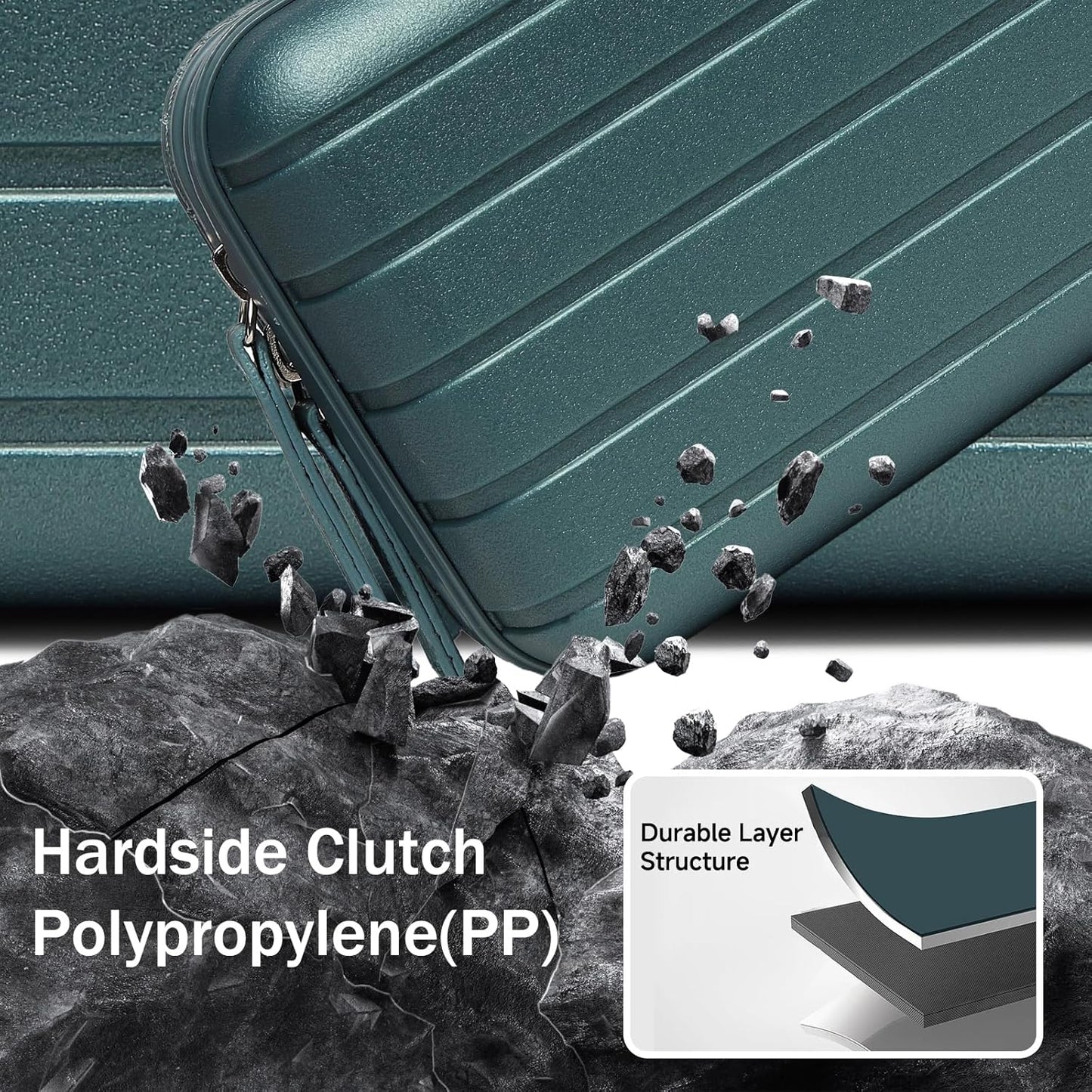 Somago Hard Shell Suitcase Handbag with Adjustable Strap Mini Cosmetic Handbag Cell Phone Purse Bag for 6.9" Shoulder Bag(Ice Blue)