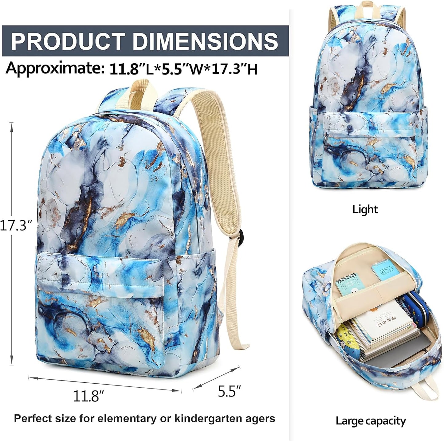 LEDAOU Backpack for Girls School Bag Kids Bookbag Teen Backpack Set Daypack with Lunch Bag and Pencil Case