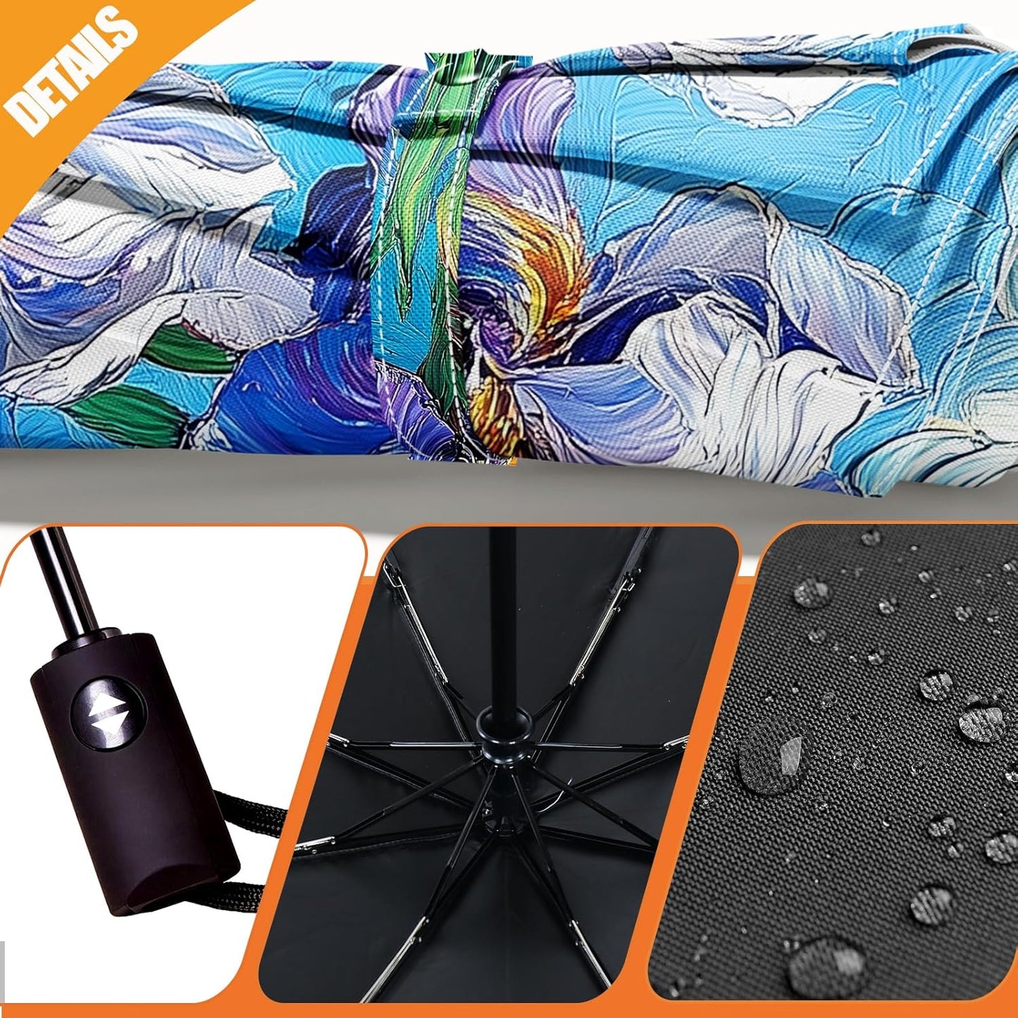 Small Compact Travel Automatic Folding Umbrella for Women, Portable Lightweight, Rain, Wind, UV Sun Shade