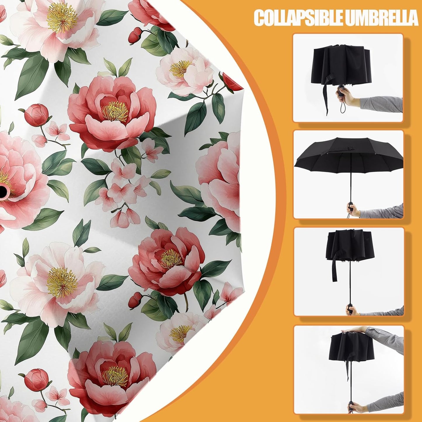 Small Compact Travel Automatic Folding Umbrella for Women, Portable Lightweight, Rain, Wind, UV Sun Shade