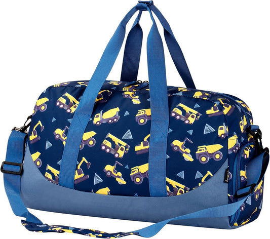 Choco Mocha Kids Duffle Bag - Boys Travel Bag with Shoe Compartment - Blue