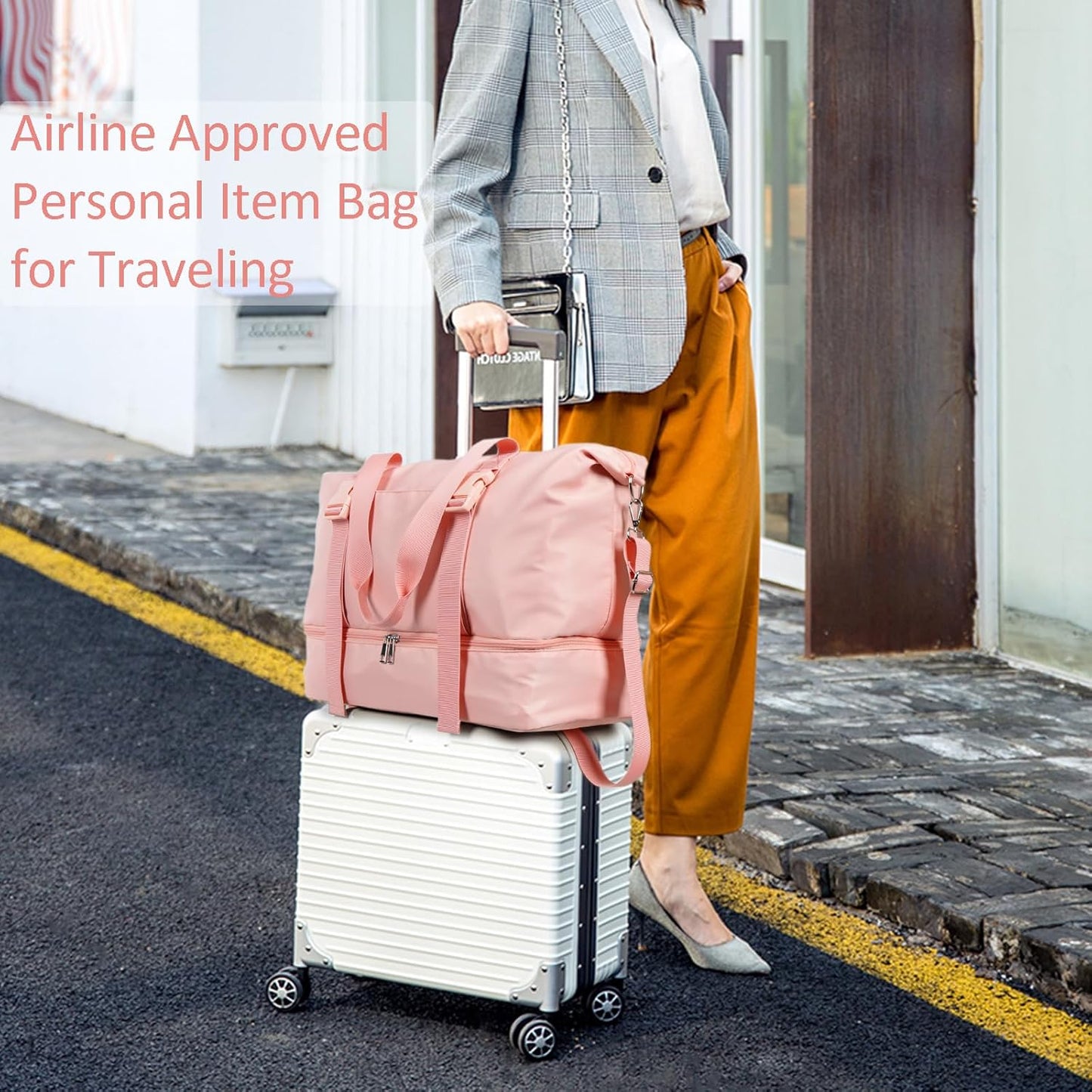 Travel Duffel Bag with Shoe Compartment, GYM Yoga Bag, Overnight Weekender Bag for Women, Perfect for Weekend Getaways, Gym, Business Trips, and Daily Use