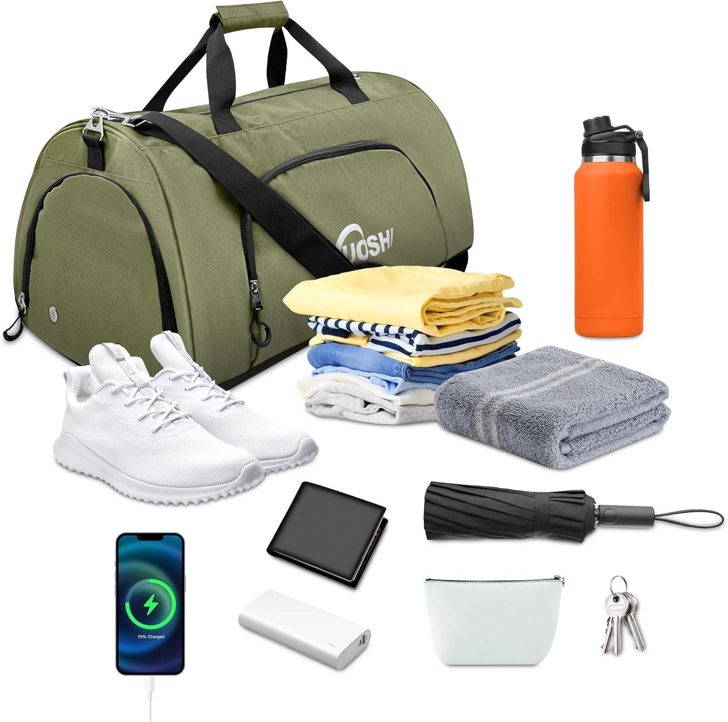 Gym Duffle Bag for Men & Women Water-Resistant-Sports Travel Bag with Ventilated Shoe Compartment & Wet Pocket, 31L Large Weekender Overnight Bag