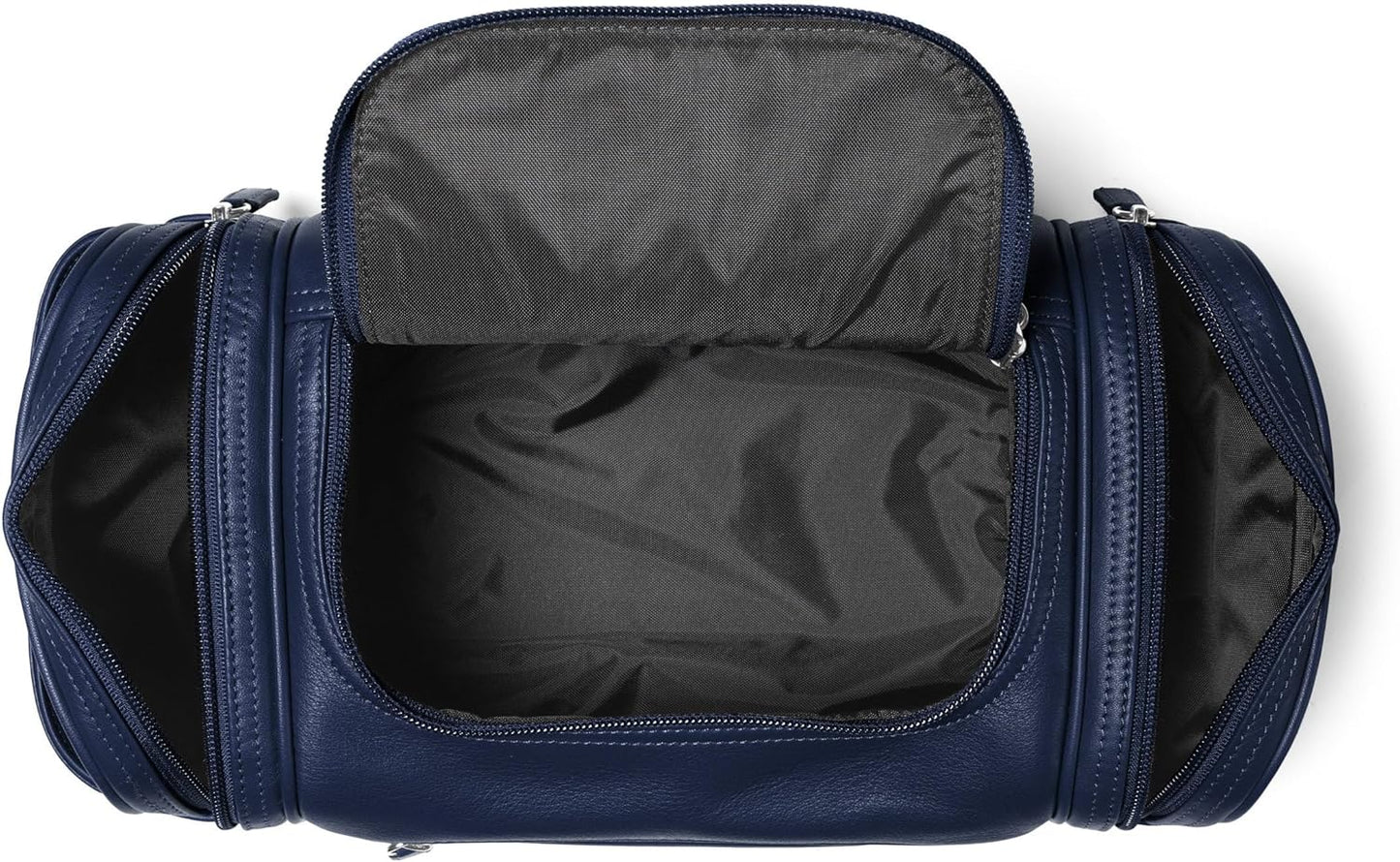 Leatherology Navy Blue Multi Pocket Toiletry Bag – Full-Grain Leather Travel Dopp Kit with Multiple Zippered Compartments | Spacious, Durable Organizer for Toiletries & Grooming Essentials