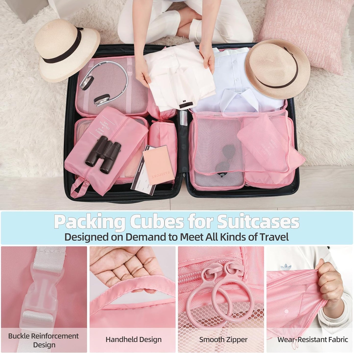 10 Pcs Set Packing Cubes - Travel Packing Organizers, Expandable Suitcase Organizer, Luggage Organizer Bags