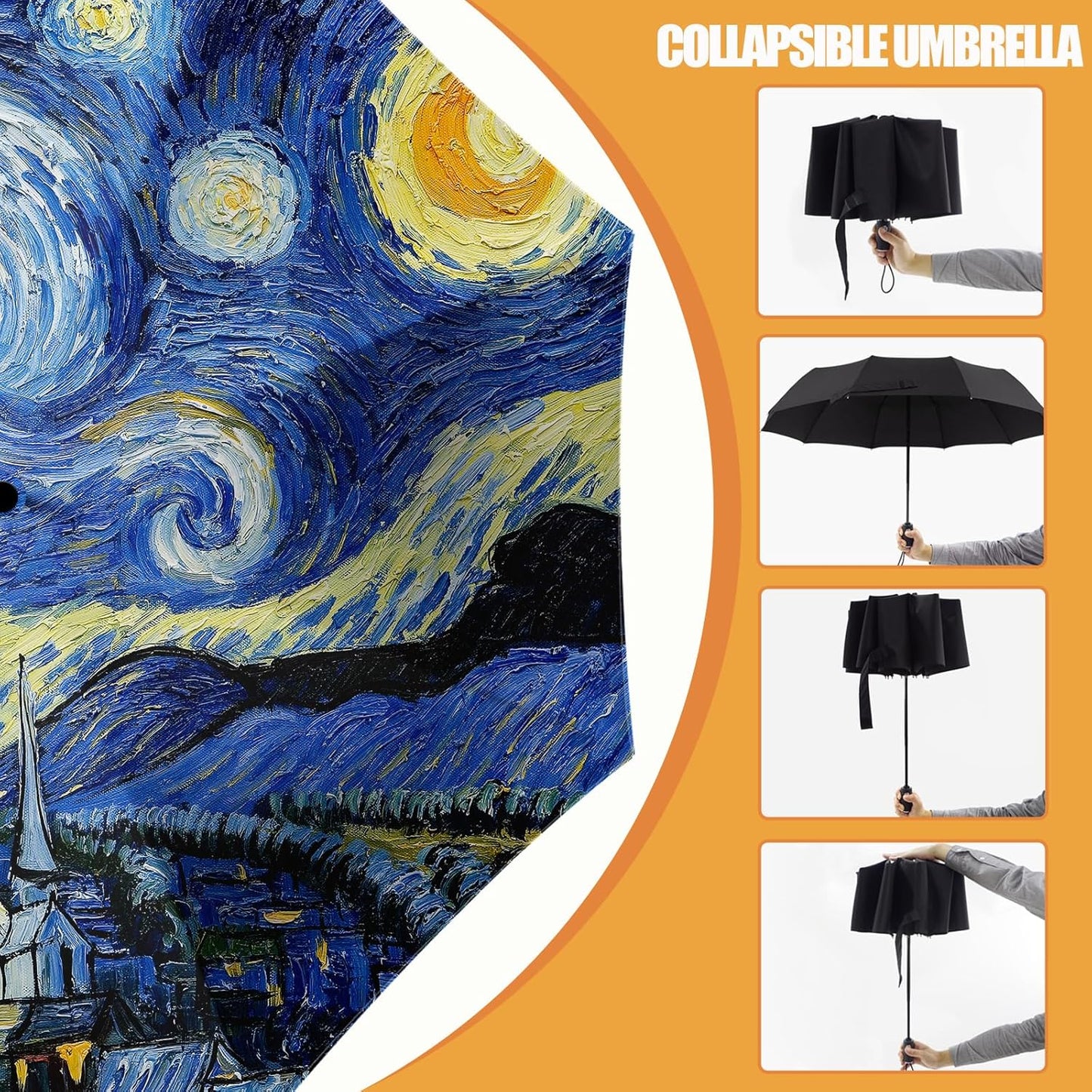 Small Compact Travel Automatic Folding Umbrella for Women, Portable Lightweight, Rain, Wind, UV Sun Shade