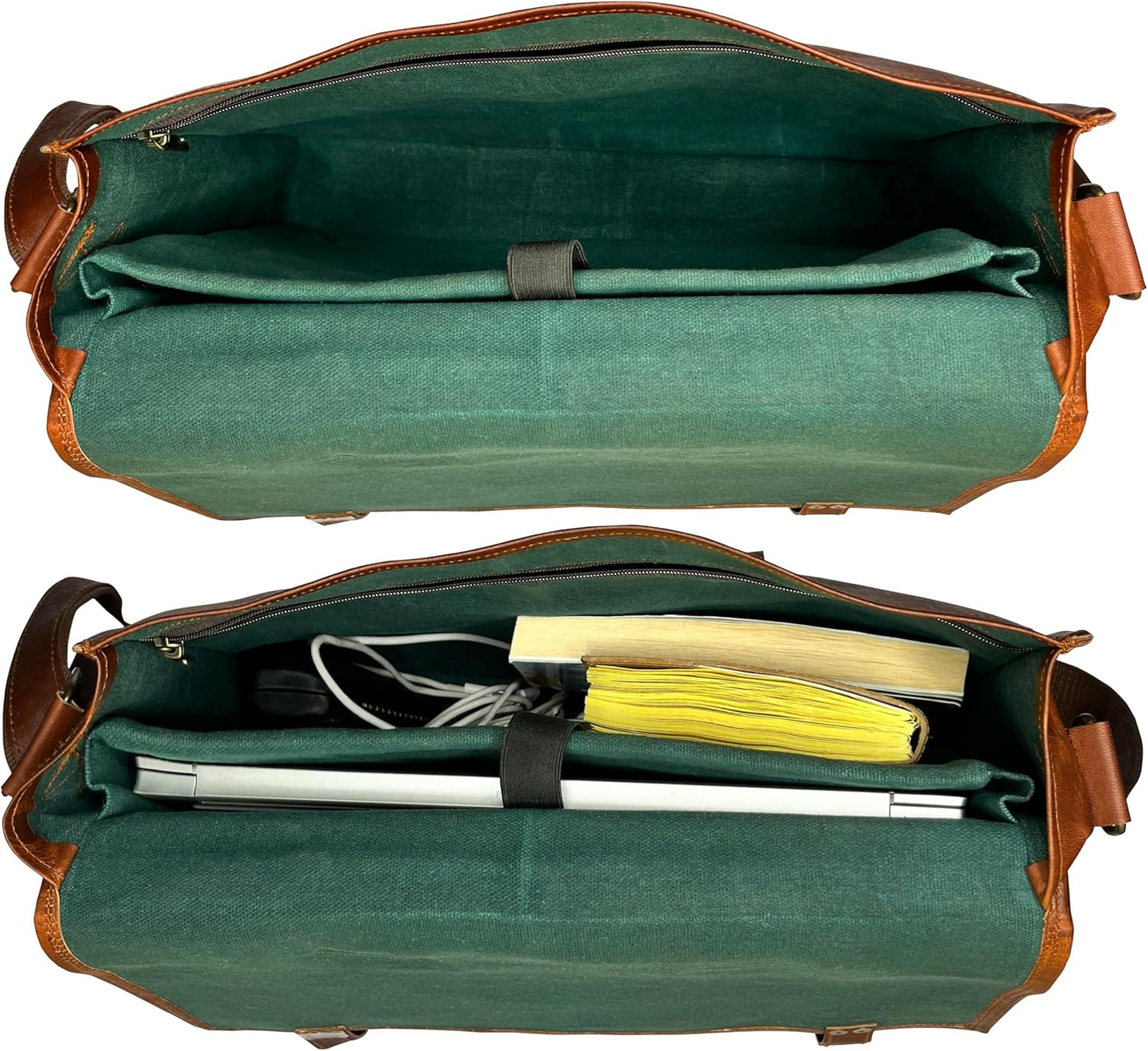 Leather Messenger Bag for Men - 16" Full Grain Leather Laptop Briefcase - Vintage Computer Satchel Travel Crossbody Bag for Office & Work