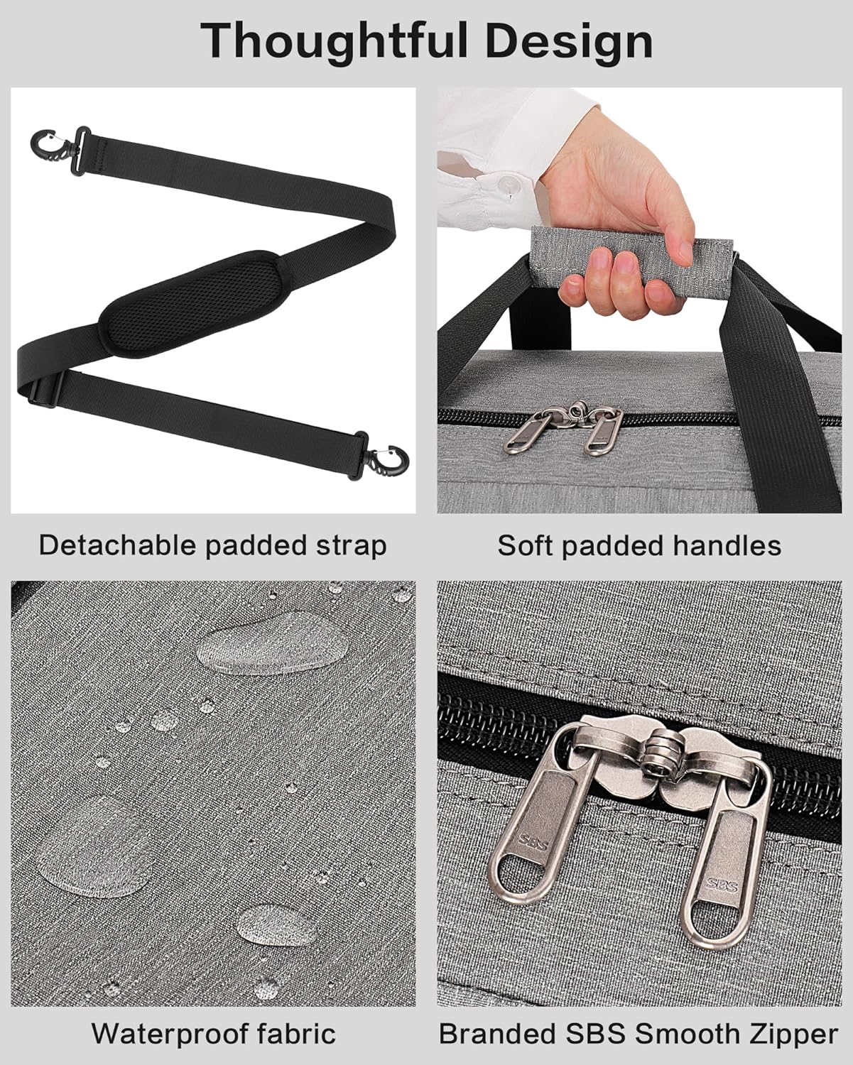 100L Foldable Large Travel Duffle Bag for Men and Women, Packable Duffel Bags with Shoe Compartment, Water Repellent & Tear Resistant (Gray)