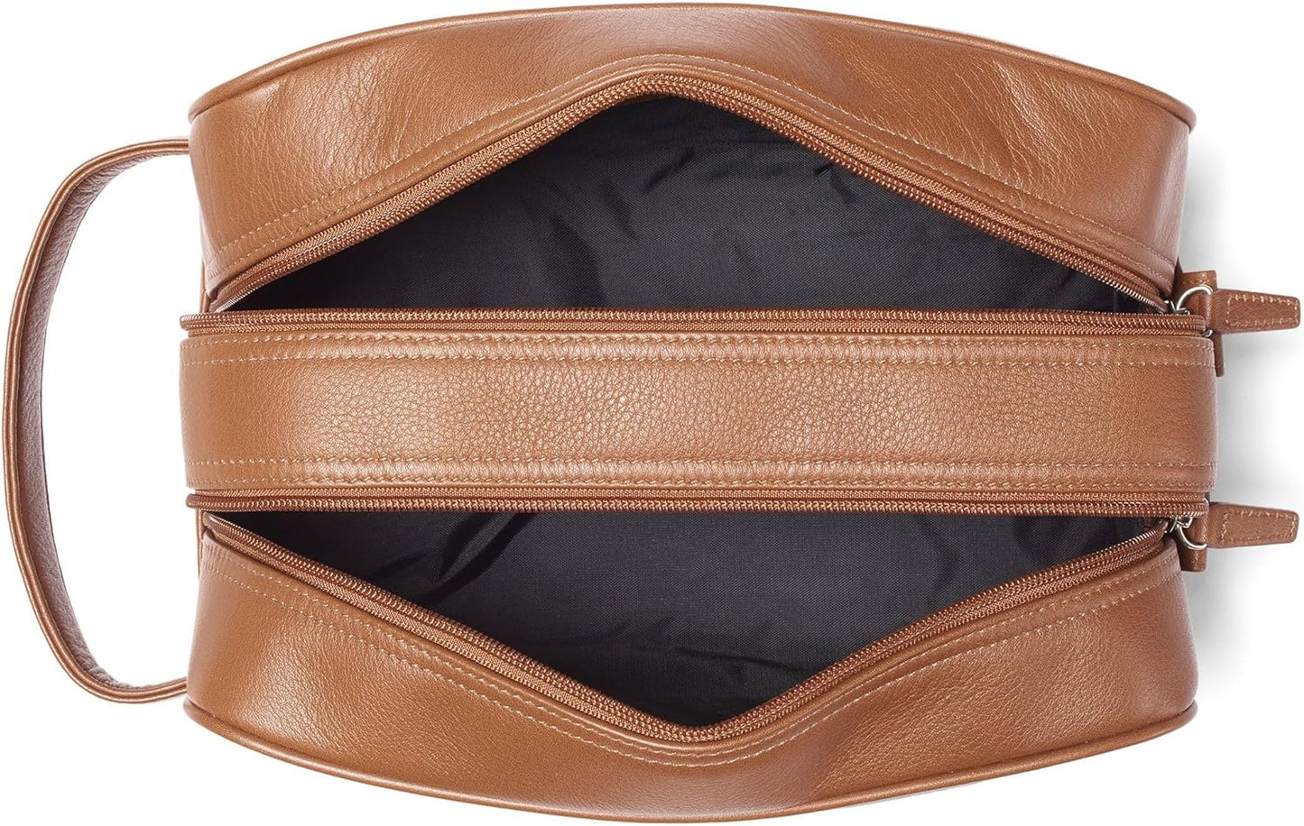 Leatherology Cognac Double Zip Toiletry Bag