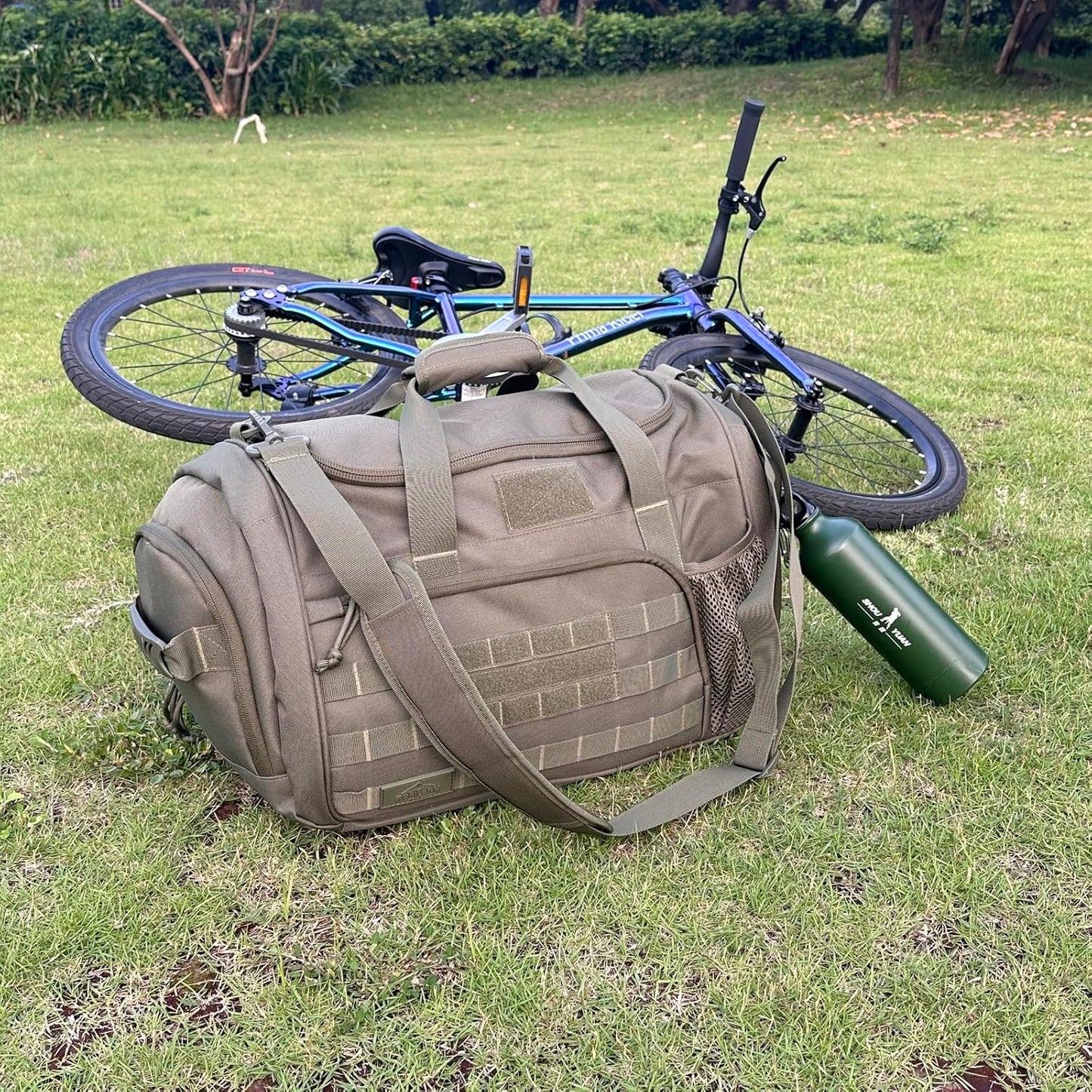 APRlLBAY Gym Bag Large Size 43L Training Bag Traveling With Luggage Strap Equipment Bag Tactical Military Duffel for Men&Women Basketball Football Weekender,Sports Bag Sturdy (Green)