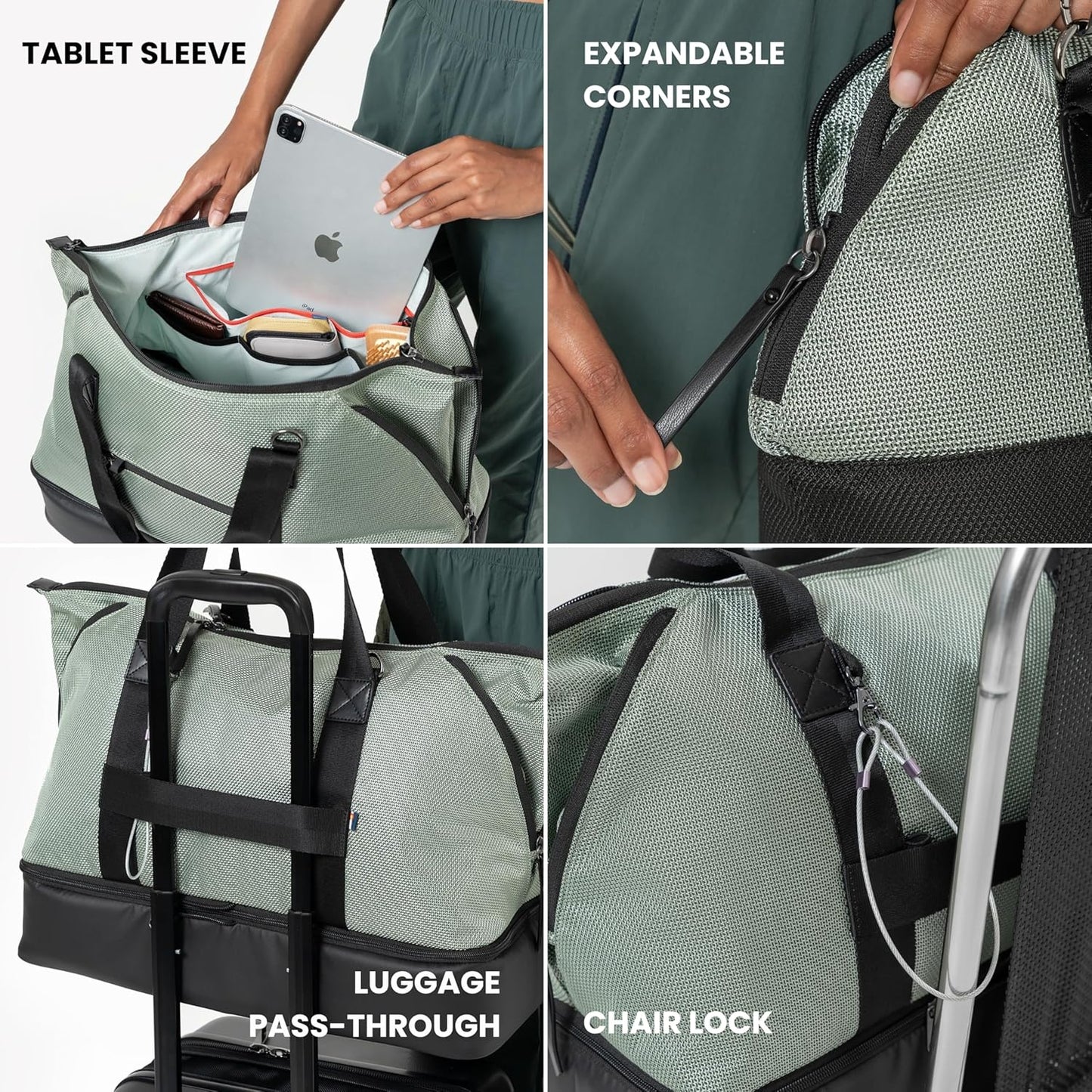 Sherpani Boston, Anti-Theft Weekender Bags,Travel Duffel Bag for Women, Carry On Tote Bag with Removable Shoe Bottom Compartment, Metal Hardware