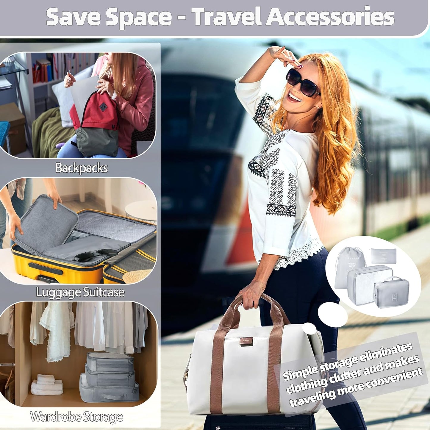 10 Pcs Set Packing Cubes - Travel Packing Organizers, Expandable Suitcase Organizer, Luggage Organizer Bags