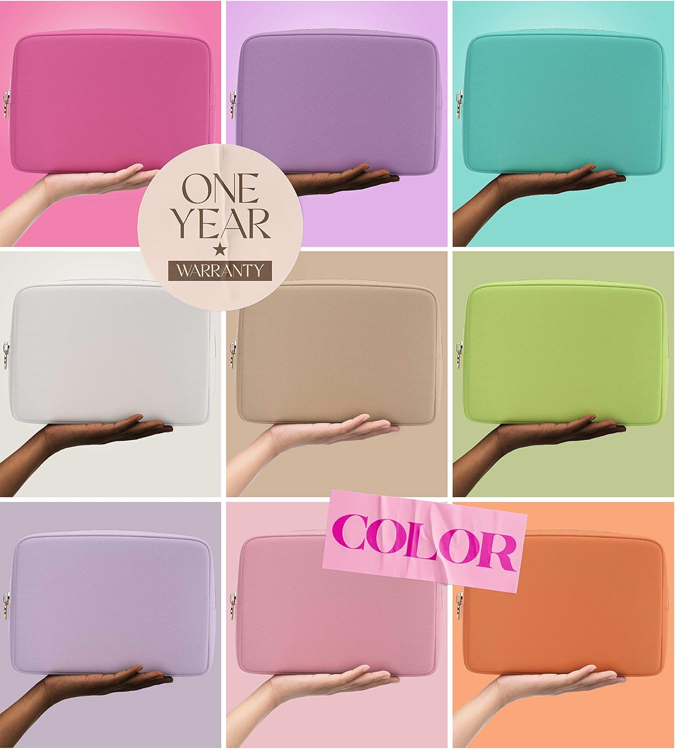 Embla Makeup Bag Travel Cosmetics Pouch and Toiletry Bag, Nylon Zipper Pouch Purse, Cute Make Up Organizer Storage Tote for Women Girls, Waterproof Travel Skincare Case, Large Makeup Bags, Chocolate