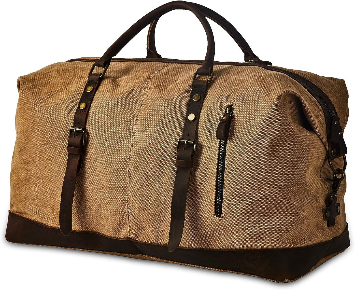 Men's Waxed Canvas Vintage Overnight Duffel Weekend Business Excursion Road Bag Travel Luggage