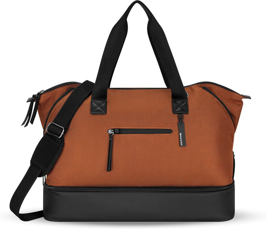 Sherpani Boston, Anti-Theft Weekender Bags,Travel Duffel Bag for Women, Carry On Tote Bag with Removable Shoe Bottom Compartment, Metal Hardware