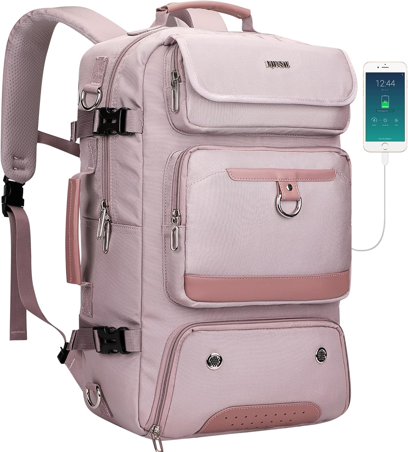 PIJUSHI Carry on Travel Backpack for Women Convertible Duffel Bag Backpack Large Luggage Rucksack Fit 16 Inch Laptop(PE039 Light Purple)