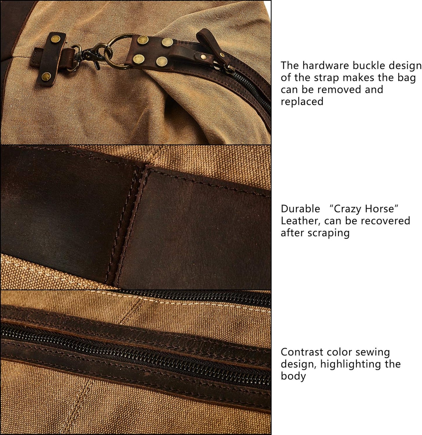 Men's Waxed Canvas Vintage Overnight Duffel Weekend Business Excursion Road Bag Travel Luggage