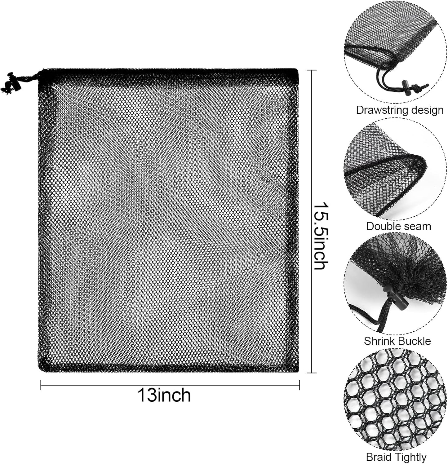 13"X15.5" 24Pcs Mesh Laundry Drawstring Bag Nylon Drawstring Gym Bag with Cord Lock Closure