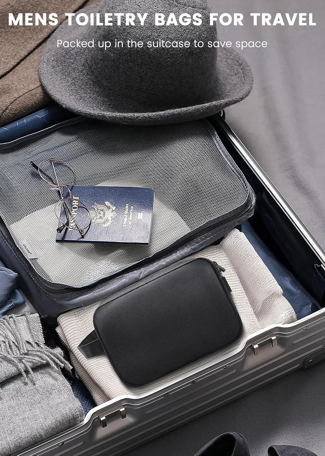 Toiletry Bag for Men, Travel Toiletry Organizer Hanging Dopp Kit, Water-Resistant Shaving Bag for Traveling Toiletries Accessories, Waterproof Mens Toiletry Travel Bag with 11 Compartments, Metal Hook