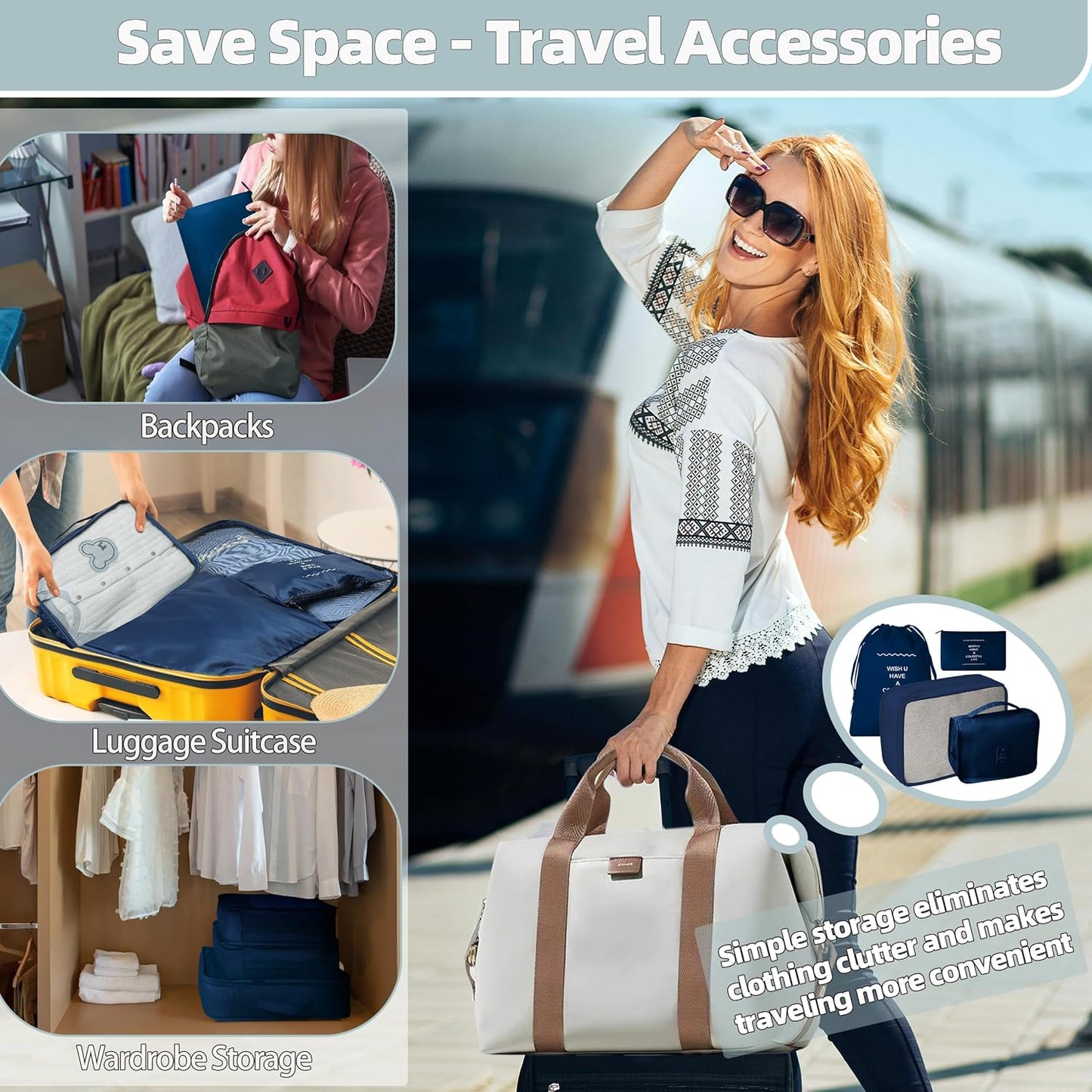 10 Pcs Set Packing Cubes - Travel Packing Organizers, Expandable Suitcase Organizer, Luggage Organizer Bags