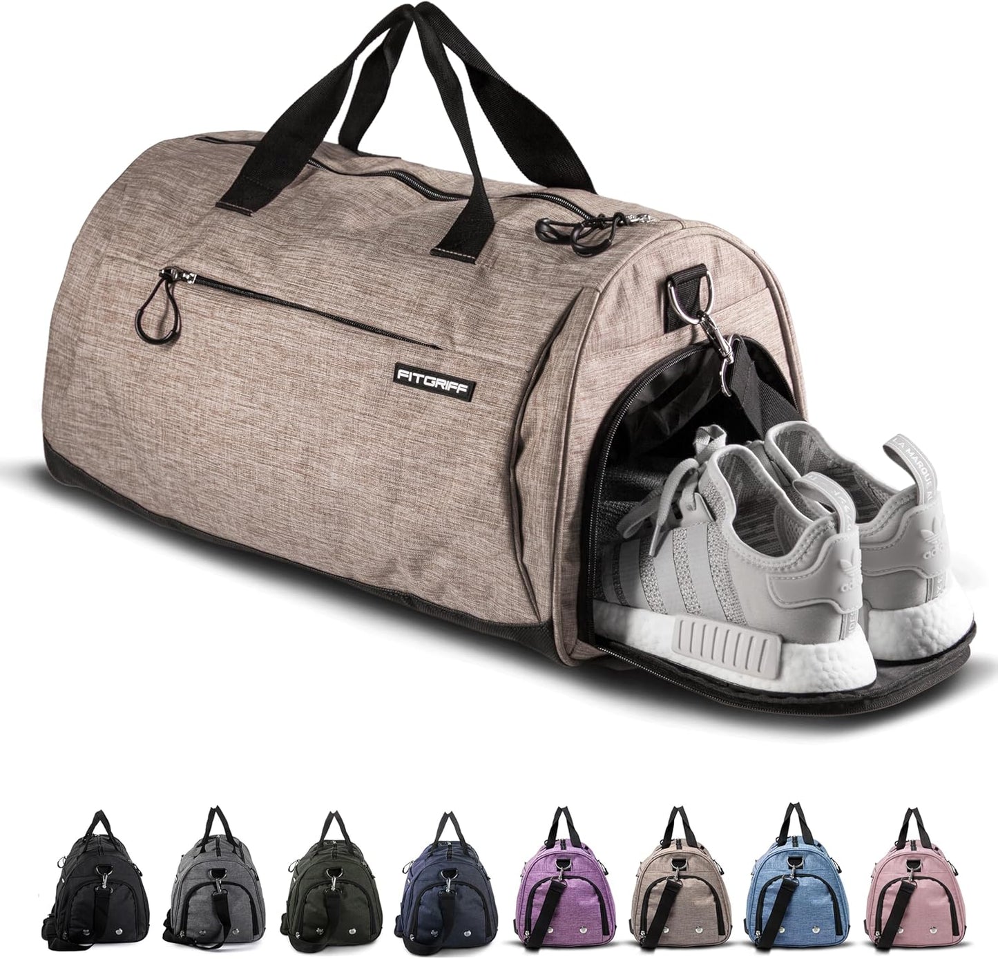Fitgriff® Gym Bag for Men & Women with Shoe & Wet Compartment - Duffle Bag for Travel, Sports, Fitness & Workout