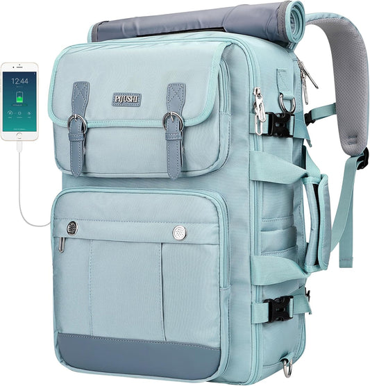 PIJUSHI Travel Backpack for Women Carry on Luggage Backpack Convertible Large Laptop Duffel Bag for Airplanes(PE049 Teal Blue)