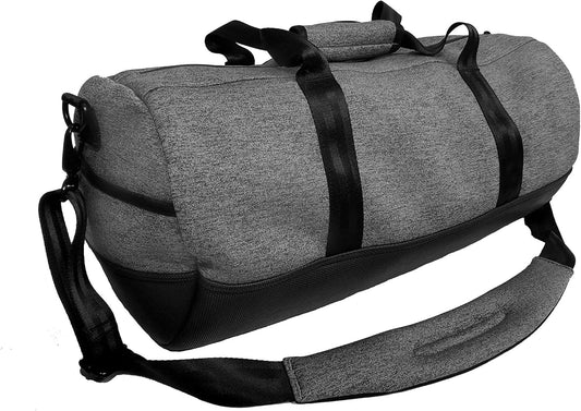 Smassy Durable Neoprene Gym Bag with Vegan Leather Bottom - Large Sports Duffel with Adjustable Shoulder Strap and Multiple Pockets