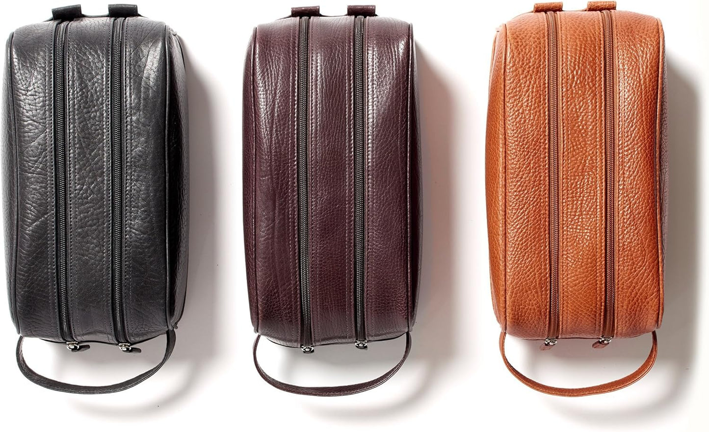Leatherology Premium Espresso Double Zip Toiletry Bag