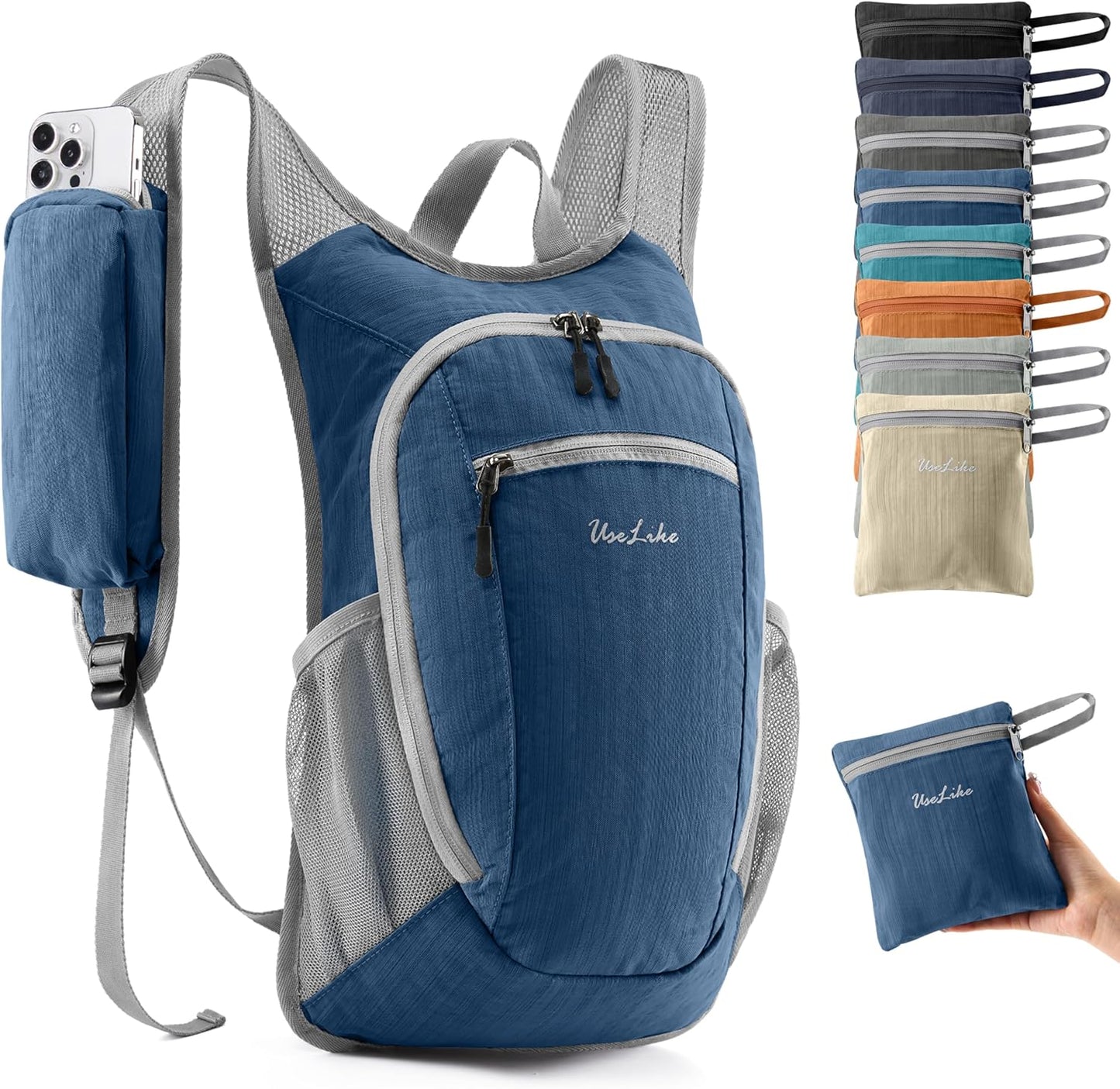 10L Small Hiking Backpack Travel Daypack Lightweight Packable Back Pack for Women Men(Navy Blue)