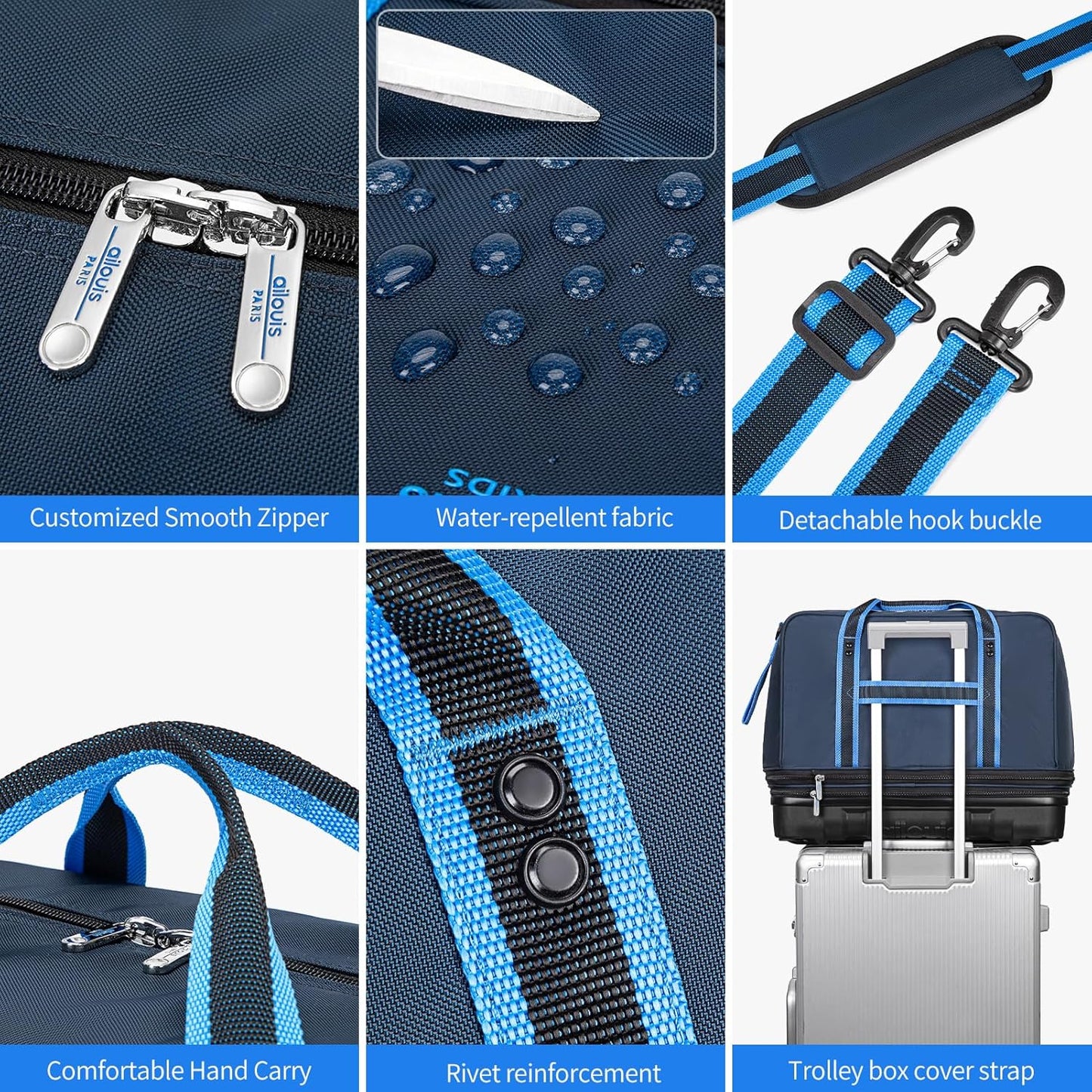 Rolling Duffle Bag with Detachable Wheels, Large Capacity Expandable Foldable Suitcase for Travel,Collapsible Luggage Carry on Duffel Overnight Weekend Bags