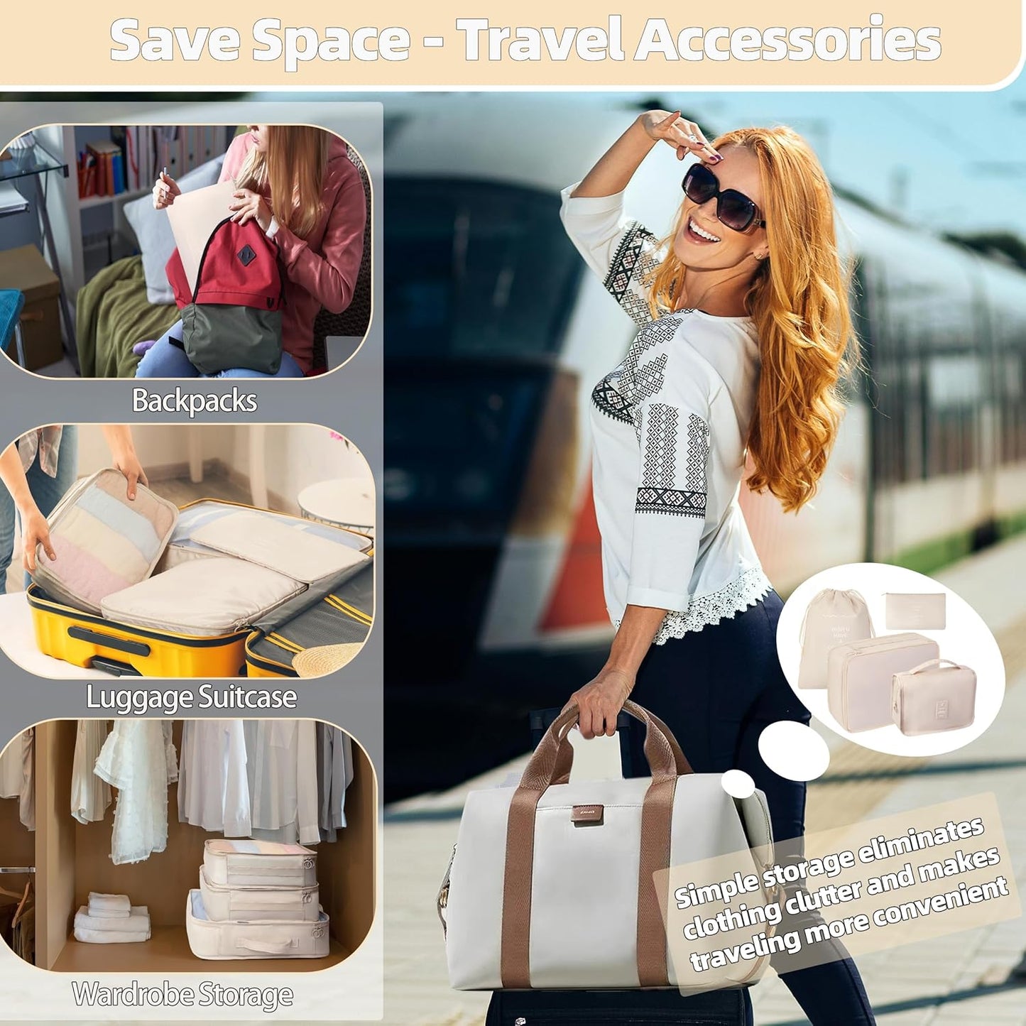 10 Pcs Set Packing Cubes - Travel Packing Organizers, Expandable Suitcase Organizer, Luggage Organizer Bags