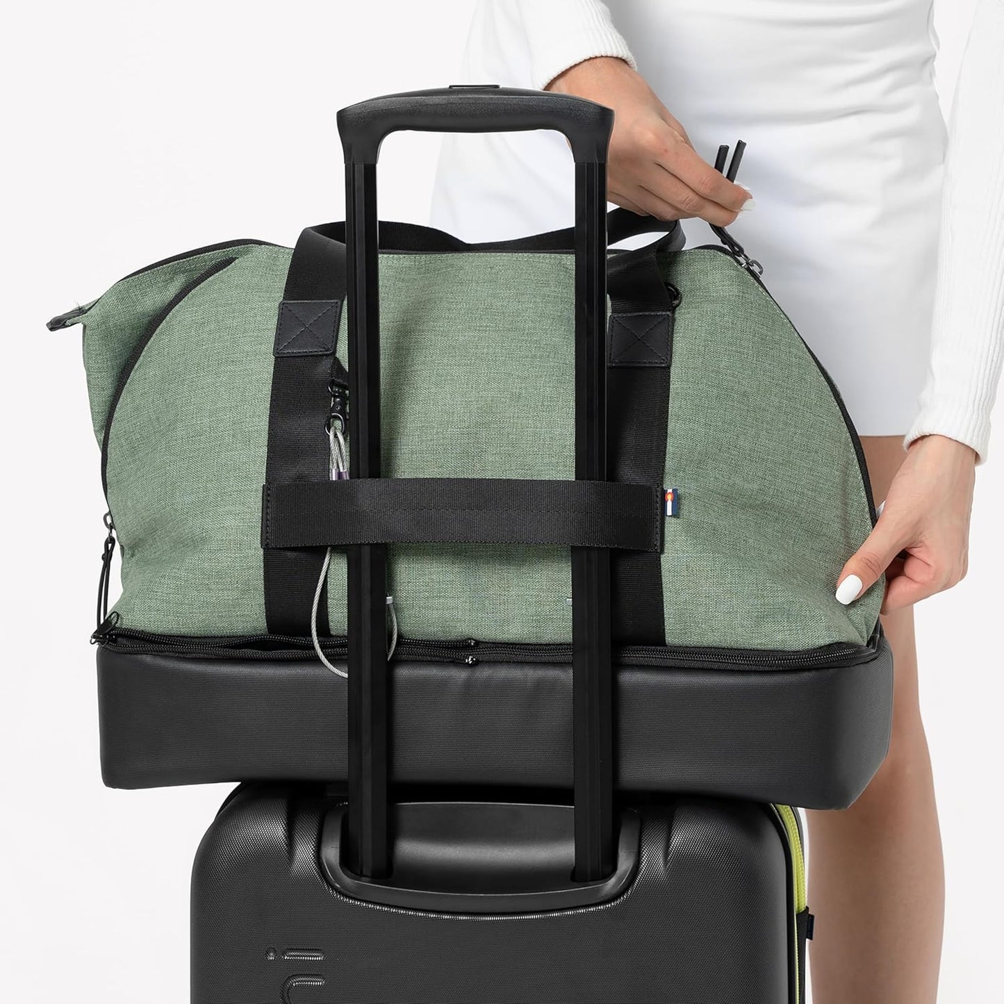 Sherpani Boston, Anti-Theft Weekender Bags,Travel Duffel Bag for Women, Carry On Tote Bag with Removable Shoe Bottom Compartment, Metal Hardware