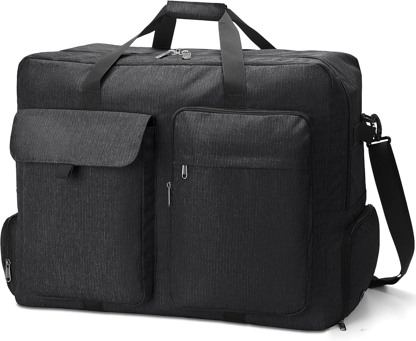 Large Travel Duffle Bag for Men Women, 80L 100L 120L Foldable Waterproof Duffle Bag, Packable Bag with Shoes Compartment for Overnight Gym Weekender Bag (Black, 80L)