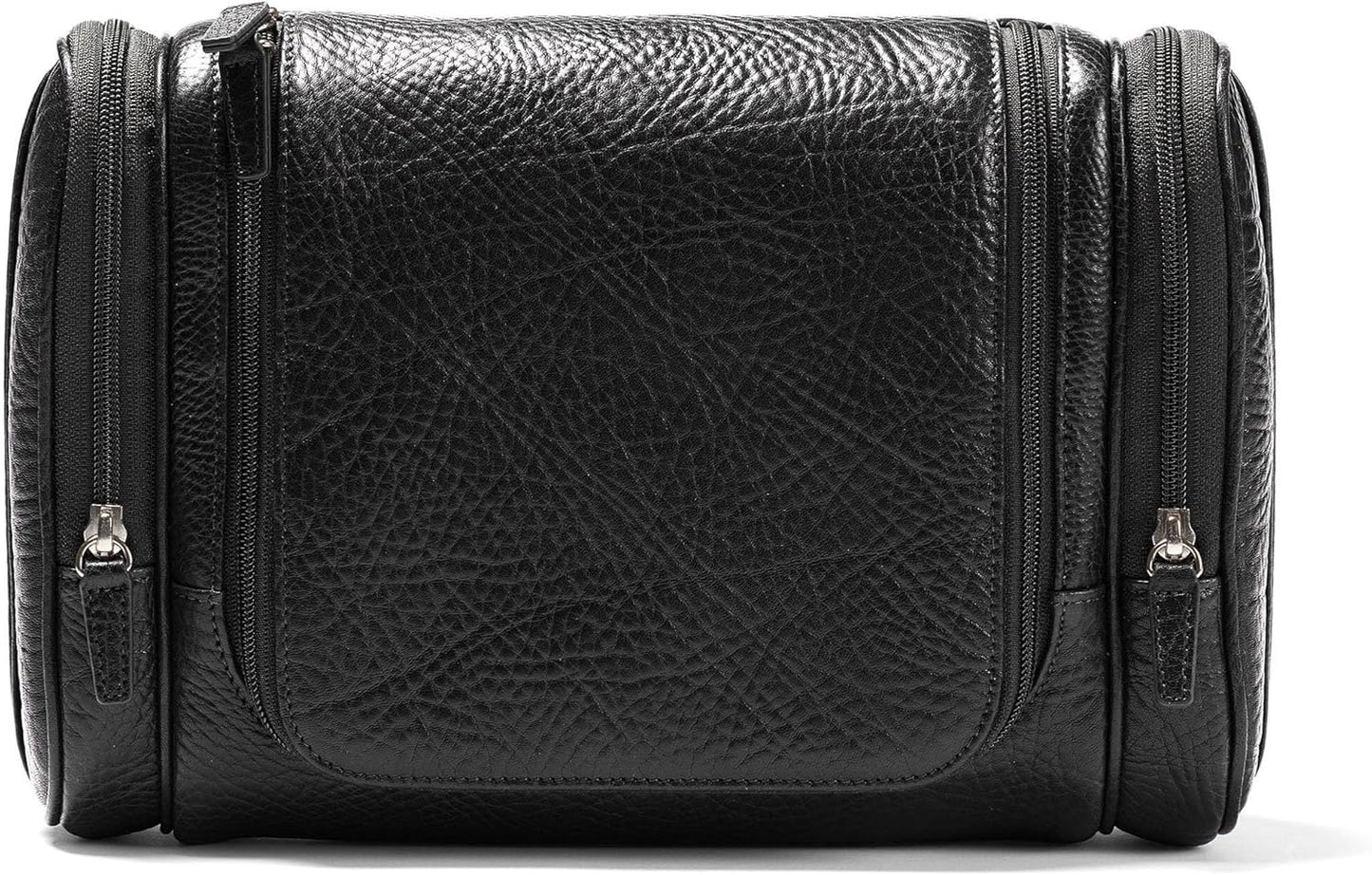 Leatherology Premium Ebony Hanging Toiletry Kit - Double zip closure, 2 exterior side zipper pockets, water-resistant lining