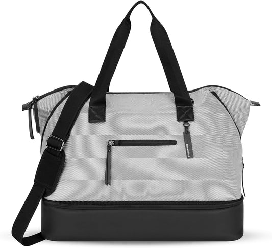 Sherpani Boston, Anti-Theft Weekender Bags,Travel Duffel Bag for Women, Carry On Tote Bag with Removable Shoe Bottom Compartment, Metal Hardware