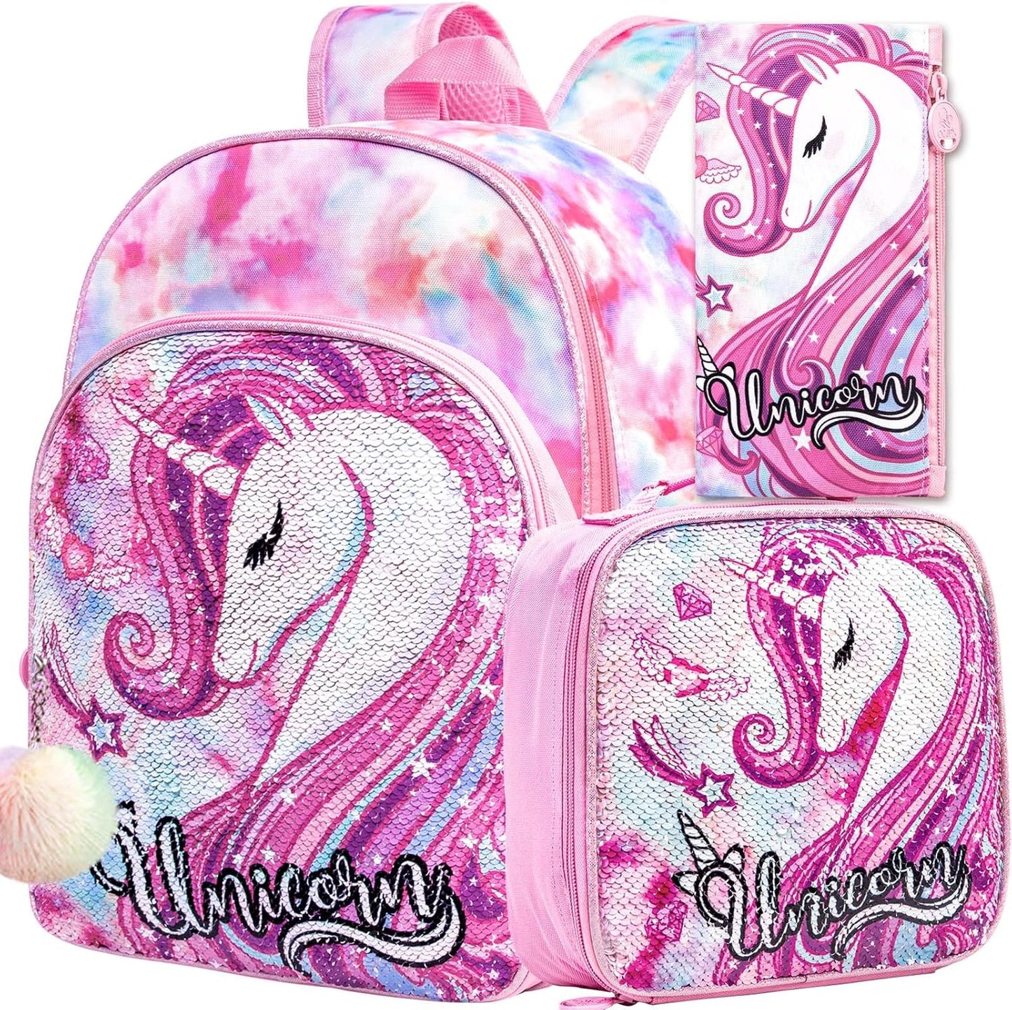 16" Backpack for Girls Boys 4-8, 3Pcs Kids Bookbag Set with Lunch Box, School Bag for Preschool Kindergarten