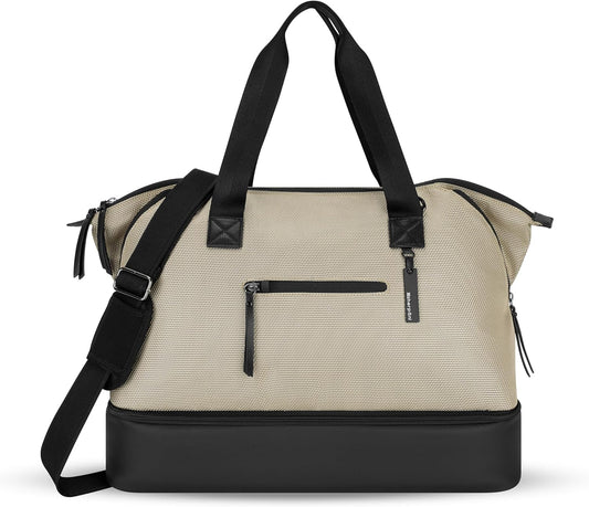Sherpani Boston, Anti-Theft Weekender Bags,Travel Duffel Bag for Women, Carry On Tote Bag with Removable Shoe Bottom Compartment, Metal Hardware
