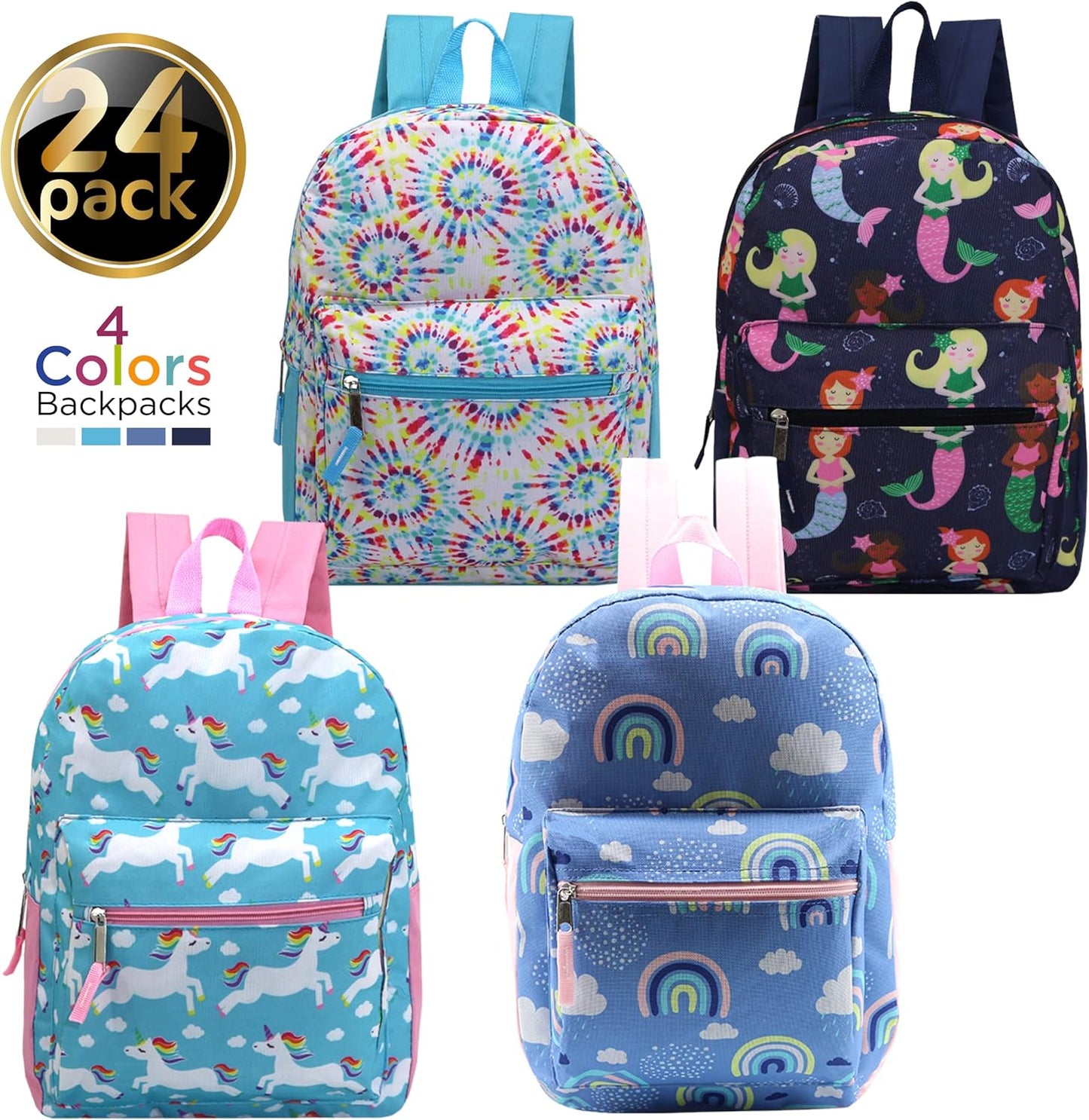17" School Backpacks for Kids - Backpacks in Bulk for Elementary, Middle, and High School Students in Assorted Colors