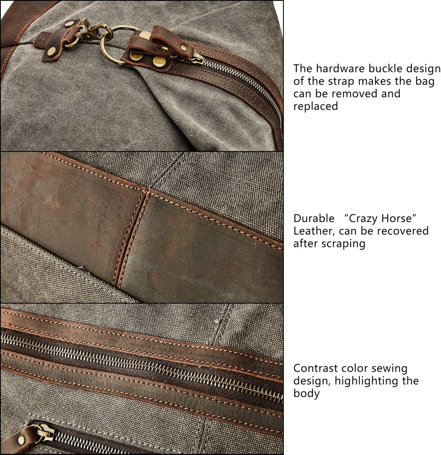 Oversized Canvas Genuine Leather Trim Travel Tote Duffel Shoulder Weekend Bag Weekender Overnight Carryon Handbag