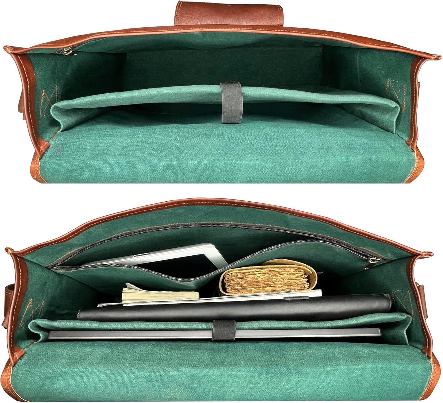 Leather Messenger Bag for Men - 18" Full Grain Leather Laptop Briefcase - Vintage Computer Satchel Travel Crossbody Bag for Office & Work