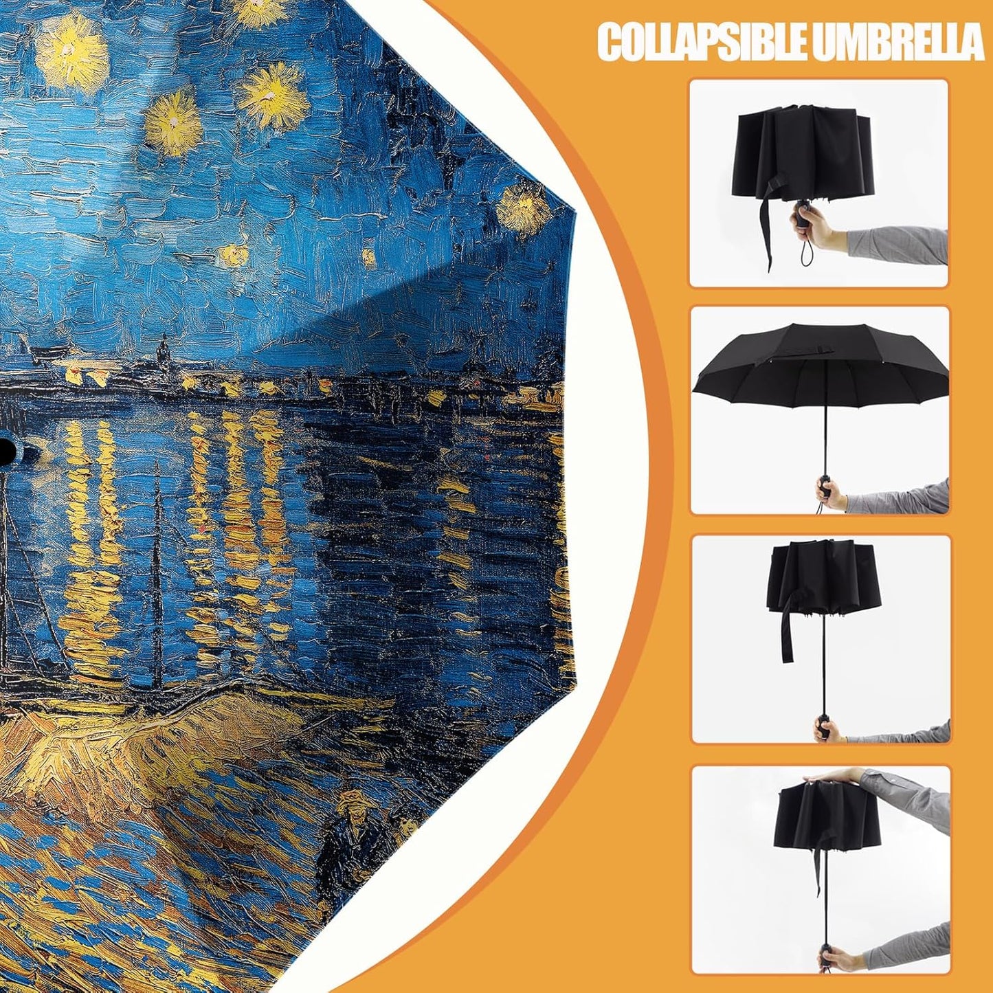 Small Compact Travel Automatic Folding Umbrella for Women, Portable Lightweight, Rain, Wind, UV Sun Shade